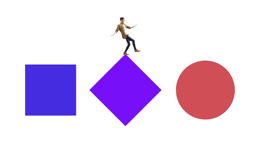 several_shapes_man_balancing_on_square_point