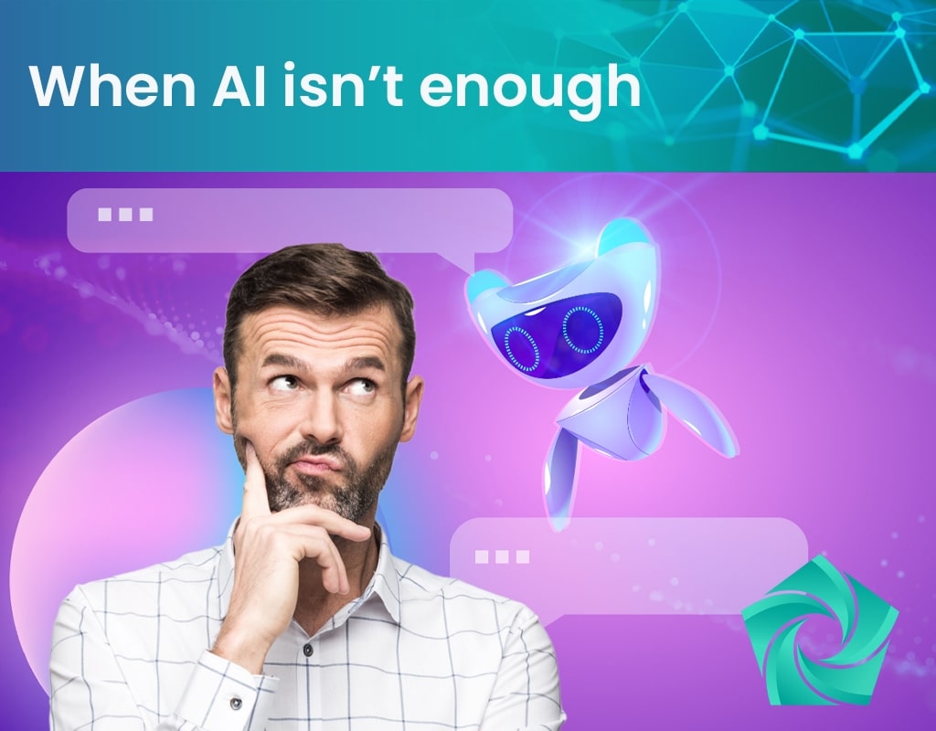 man_thinking_robot_hovering_ai_is_not_enough